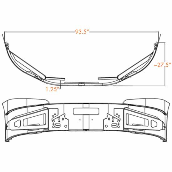 16 Inch Non-Chrome Unfinished Bumper W/ Tow, Vent & Mounting Holes For International ProStar