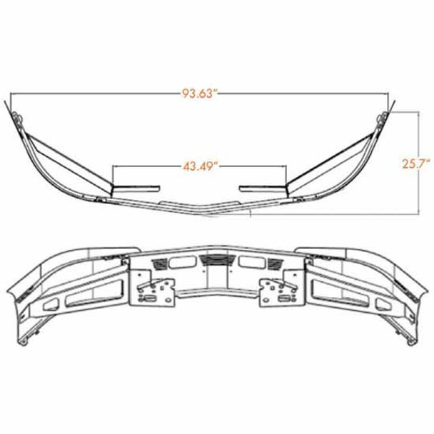 18 Inch Chrome 3 Piece Bumper W/ Tow & Vent Holes For International LT625 18 Inch Chrome 3 Piece Bumper W/ Tow & Vent Holes For International LT625