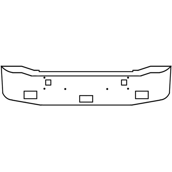 16 Inch Chrome Gullwing Bumper, 7 Gauge W/ Tow, Step & Square Fog Light Holes For Kenworth W900B, W900L