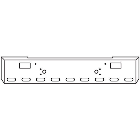 20 Inch Chrome Boxed End Bumper W/ Tow, 9 Oval Light Holes For Mack Superliner