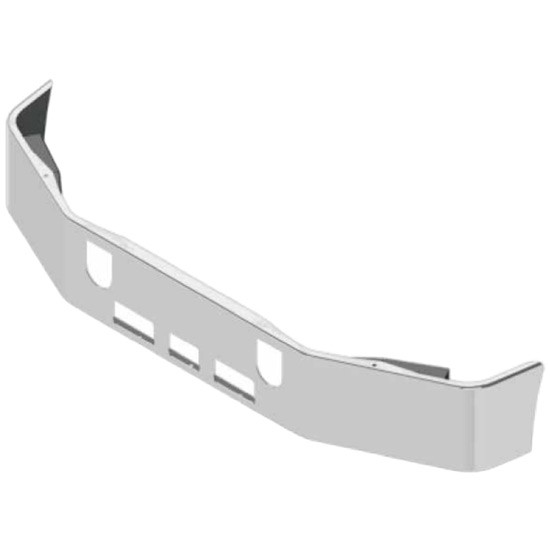 Chrome 14 Inch Bumper W/ Tow, Step & Vent Holes For Mack CH Models SBA
