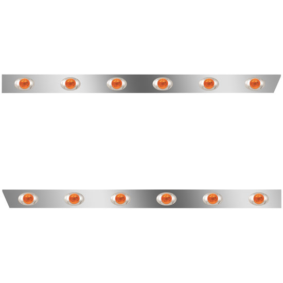 3 Inch Stainless Steel Wrapped Cab Panels W/ 12 P3 Amber/Amber LEDs For Peterbilt 378, 379, 388, 389