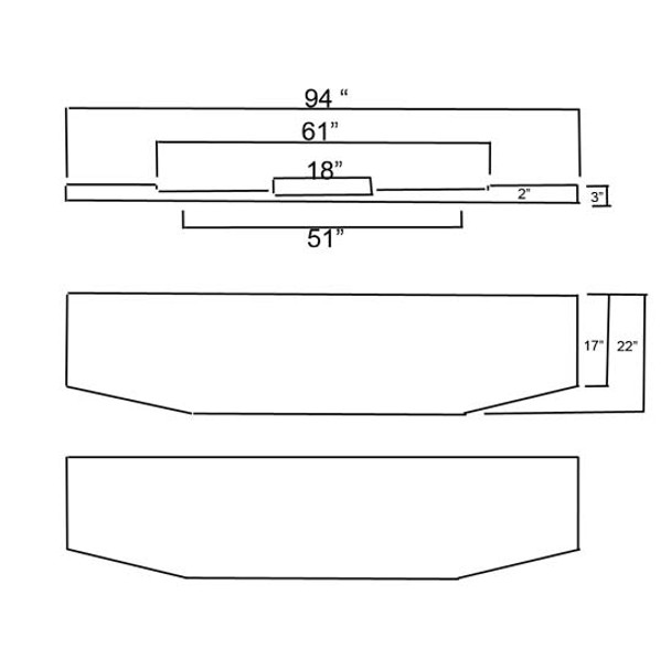 22 Inch Chrome Tapered Boxed End Bumper, 10 Gauge W/ USX Blind Mount Plates