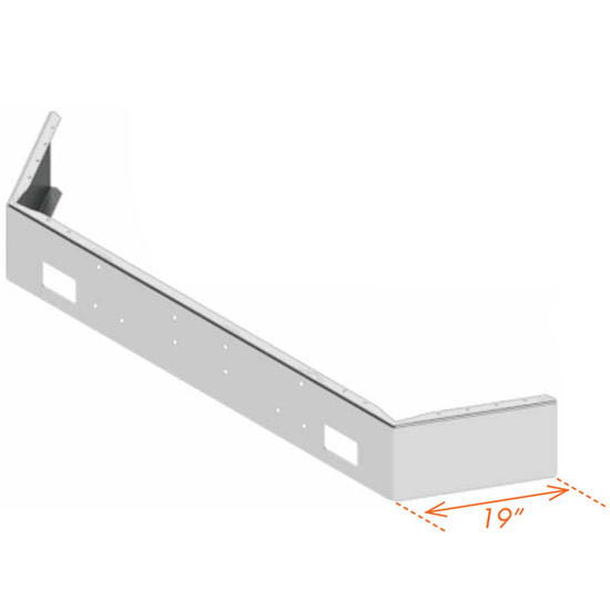 Peterbilt 378 SBA, 357 Logger Break-Back Bumper W/ Open Ends, 14 Inch 10 Gauge Chrome