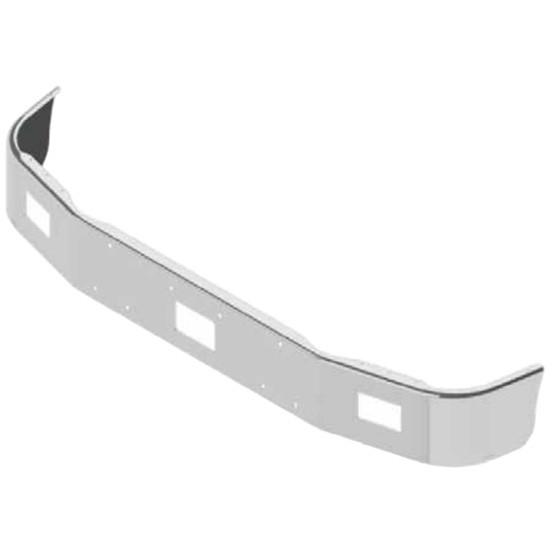 20 Inch Chrome Wrap Around Blind Mount Bumper, 10 Gauge W/ UST Mounting Plates For Peterbilt 385 Conventional