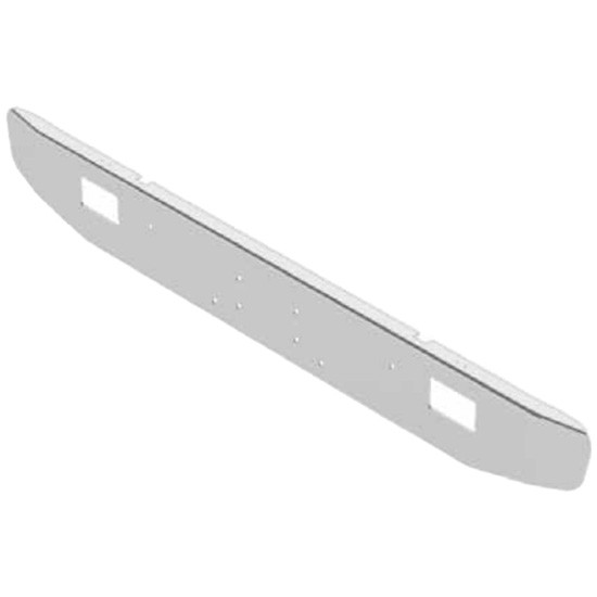 20 Inch Chrome Texas Rolled Edge Bumper, 10 Gauge W/Holes For Pintle Hitch For Peterbilt 388 W/High Clearance Option