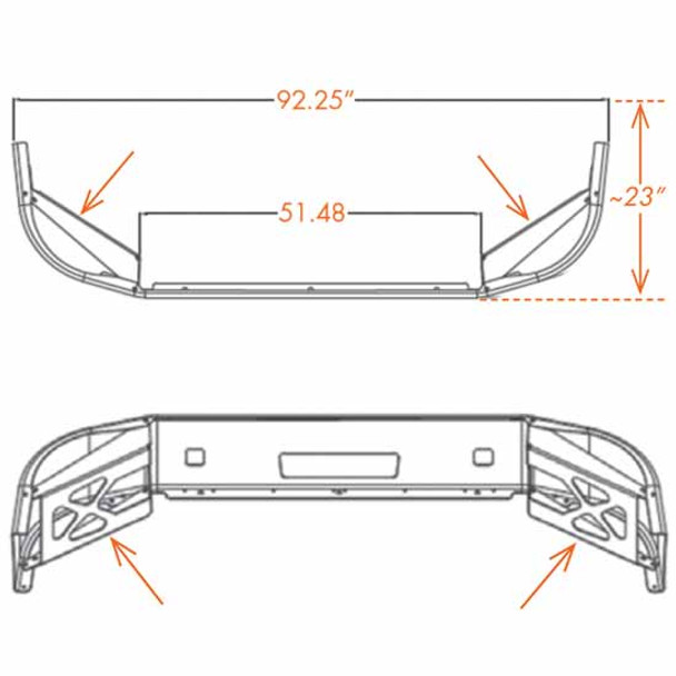 16 Inch Stainless Steel Wrap Around Bumper W/ Tow & Vent Holes For Peterbilt 384, 386 SBA 2006-2016