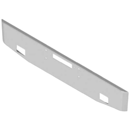 18 Inch Chrome Steel Boxed End Bumper W/ Mounting, 2- Square Light Holes For Western Star 4900SF, 4900FA, Heritage, Constellation, 2007 & Older