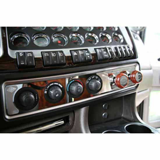 Stainless Steel Control Plate W/ AC, Heater, Parking Brakes, Dial For Digital Instrument Display Holes For Kenworth