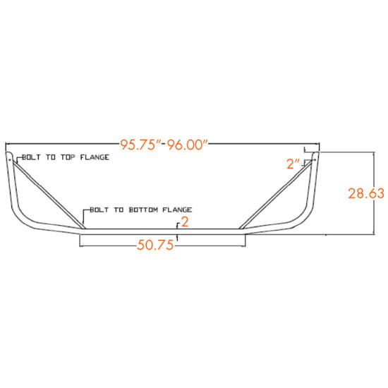 Chrome Steal 14 Inch Bumper W/ Bolt, Tow Pin, Vent Holes For Volvo VNM