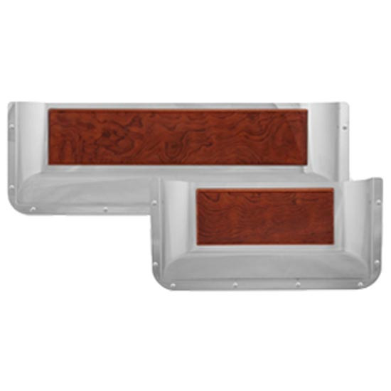 Stainless Steel Door Pocket With African Rosewood For Peterbilt 375, 377, 378, 379