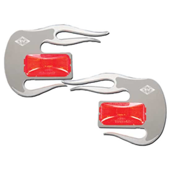 Stainless Steel Lower Door Light Panel - Flames For Peterbilt 375, 377, 378, 379