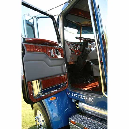Stainless Steel Door Pocket With African Rosewood Trim For Peterbilt