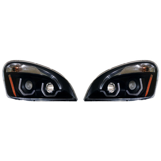 Blackout Projection Headlight Assembly With LED Light Bar For Freightliner Cascadia