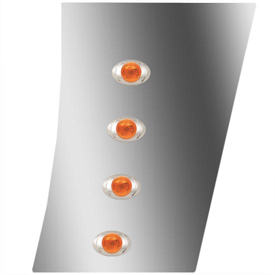 4 Inch Stainless Steel Cowl Panels W/ 8 P3 Amber/Amber LEDs For Peterbilt 389 131BBC, Glider