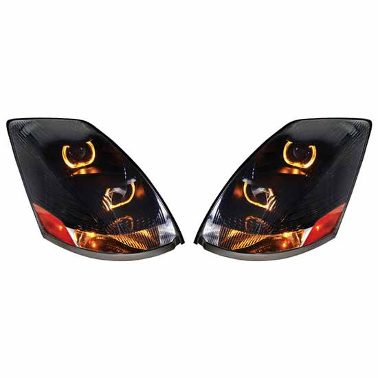 Blackout Projection Headlight With LED Light Bar For Volvo VNL Gen II