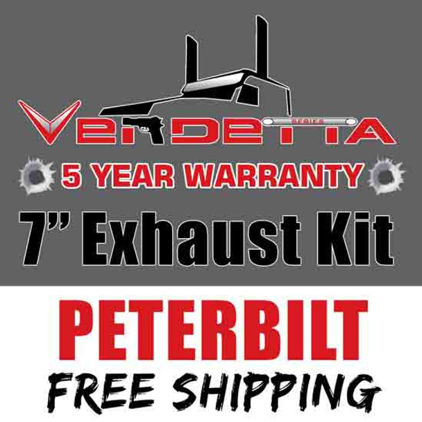 Vendetta Chrome 7 Inch Exhaust Kit With OE Style Elbows For Peterbilt 379, 378 & 389 Glider