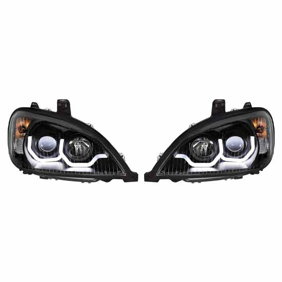 Blackout Projection Headlight With Unique LED Position Light Bar For Freightliner Columbia