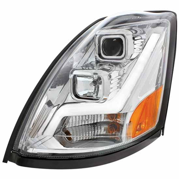 Chrome Projection Headlight With LED Position Light Bar For Volvo VNL Gen II