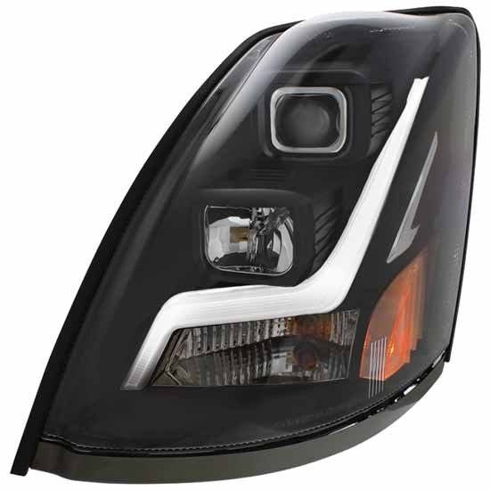 Blackout Projection Headlight With LED Position Light Bar For Volvo VNL Gen II
