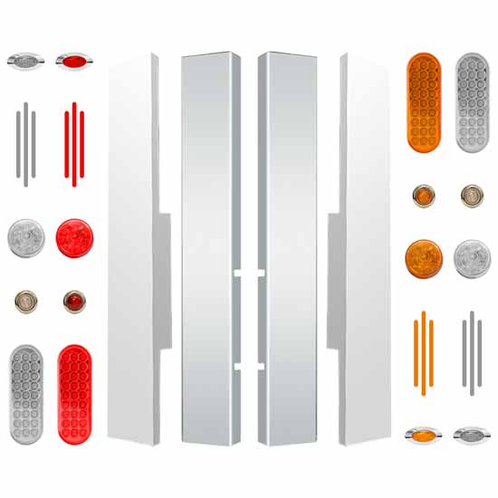SS Air Cleaner Light Bars With LED Light Options For Peterbilt 378/379 With Vortox Air Cleaners