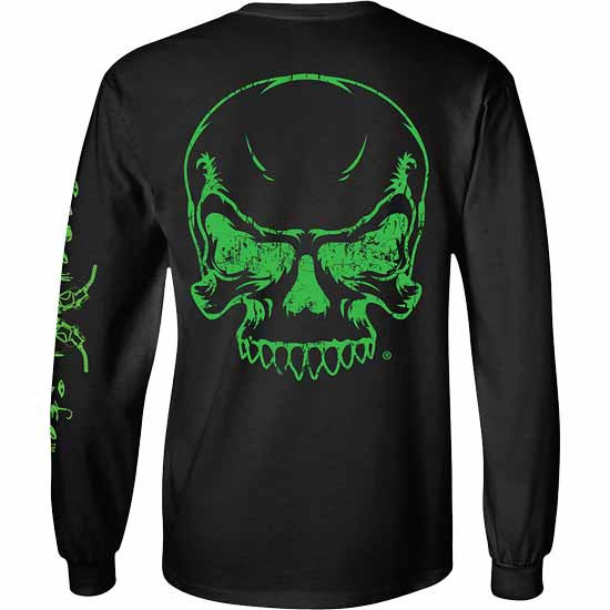 Diesel Life Green Skull Black Long Sleeve T-Shirt