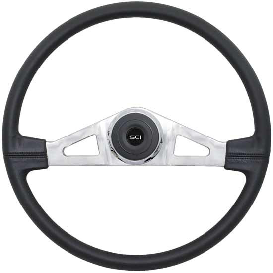 20 Inch Chrome 2 Spoke Black Poly Lincoln Steering Wheel Kit With Chrome Bezel & Black Horn