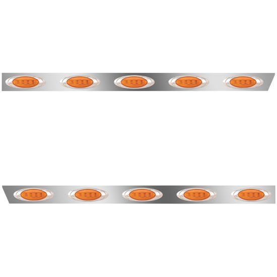 3 Inch Stainless Steel Standard Cab Panels W/ 10 P1 Amber/Amber LEDs For Peterbilt 388, 389, Glider