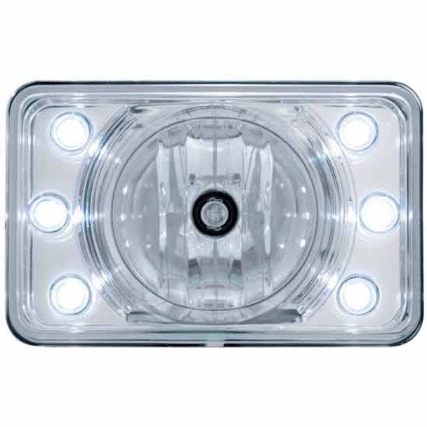 4 X 6 Inch Rectangular Crystal Projection Headlight With 6 White LED Position Lights