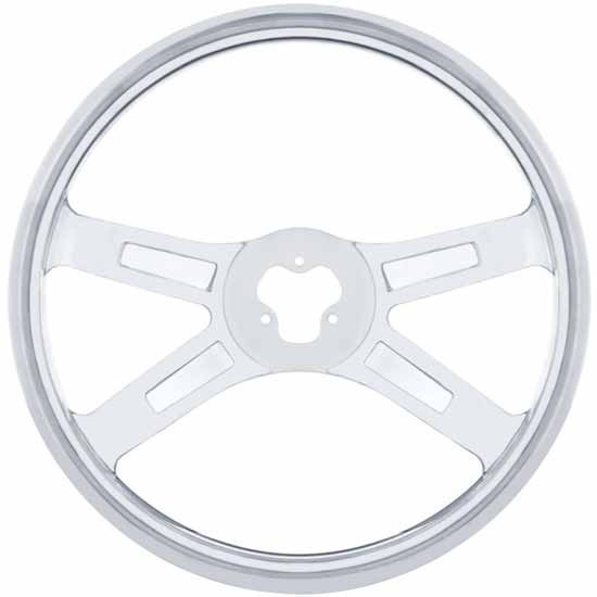 18 Inch 4 Spoke Slot Cutout Stainless Steel Steering Wheel Kit