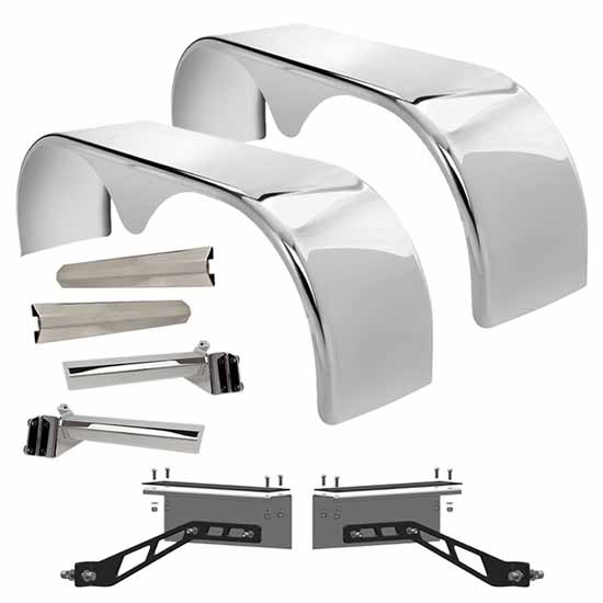Hogebuilt 105 Inch 304 Stainless Steel Low Rider Teardrop Full Fender Kit For Peterbilt