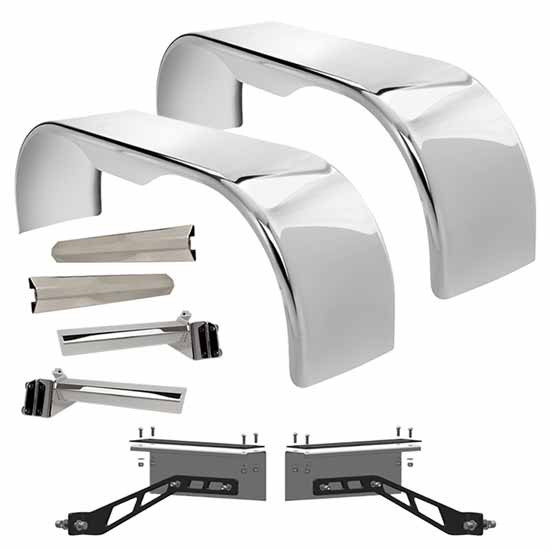 Hogebuilt 105 Inch 304 Stainless Steel Low Rider Flanged Full Fender Kit For Peterbilt