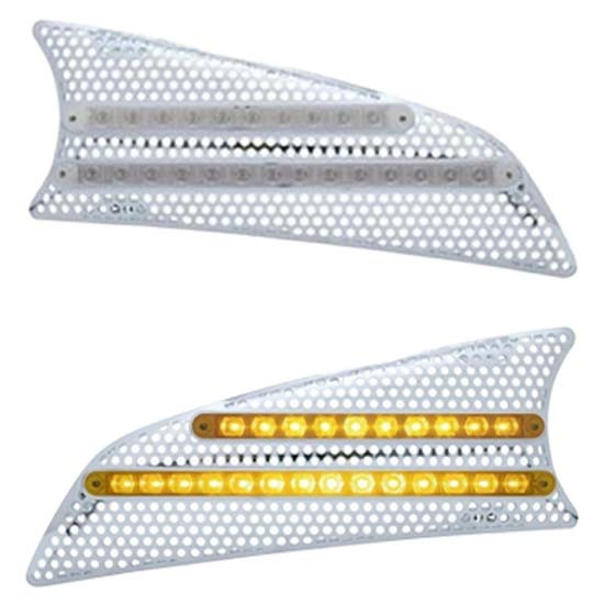 Chrome Air Intake Cover With 24 Amber LEDs For Kenworth T660 Driver/Passenger