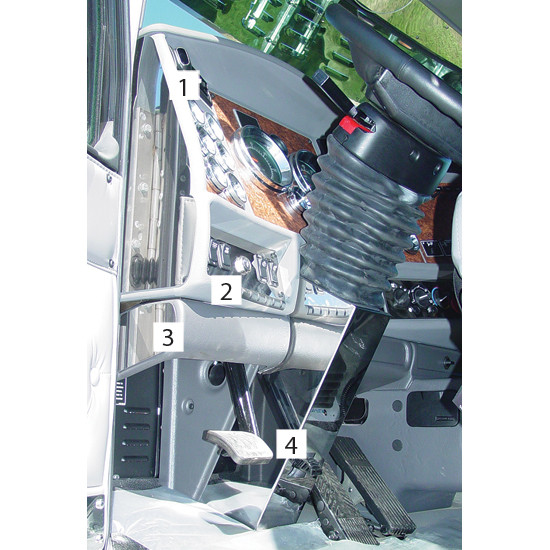 Roadworks Upper Dash End Trim Stainless Steel - Driver Or Passenger For Kenworth T2000, T300, T600, T800 & W900L/B