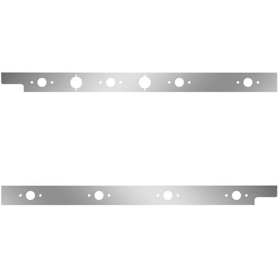 Stainless Steel Cab Panels W/ Dual Block Heater Plug, 8 P1 Light Holes For Peterbilt 567 SBA & 579 W/ Rear-Mount Exhaust