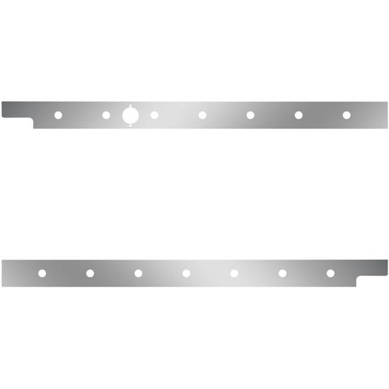 Stainless Steel Cab Panels W/ Block Heater Plug, 14 - 3/4 Inch Light Holes For Peterbilt 567 SBA & 579 W/ Rear-Mount Exhaust