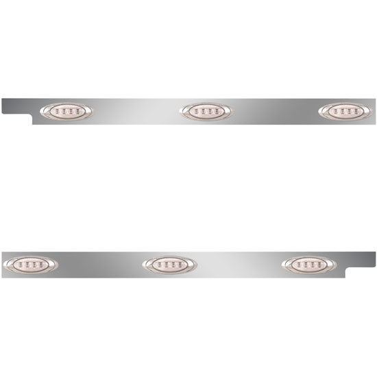 Stainless Steel Cab Panels W/ 6 P1 Amber/Clear LEDs For Peterbilt 567
