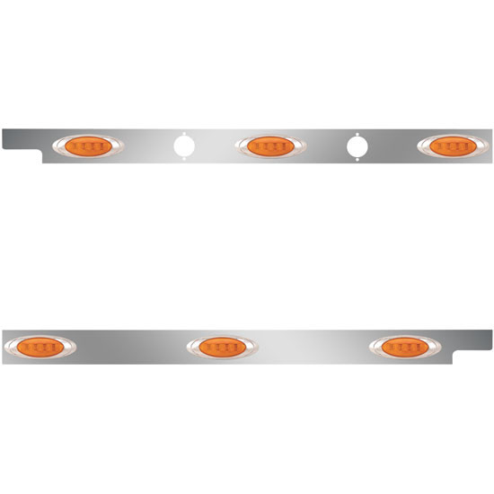 Stainless Steel Cab Panels W/ Dual Block Heater Plug, 6 P1 Amber/Amber LEDs For Peterbilt 567