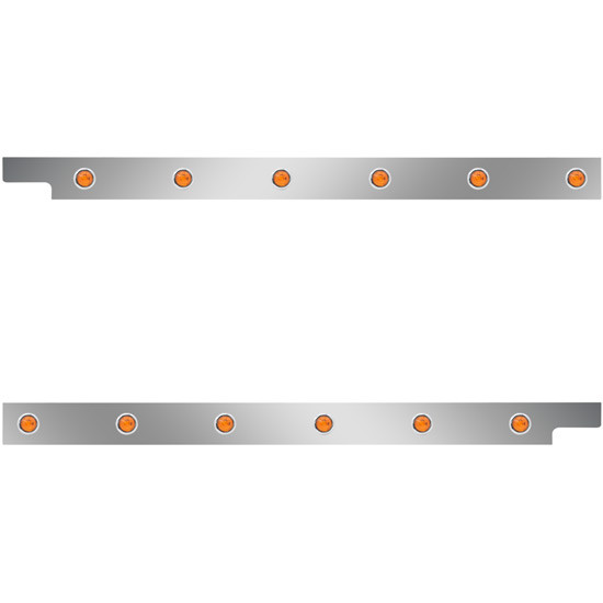 Stainless Steel Cab Panels W/ 6 - 3/4 Inch Round Amber/Amber LEDs For Peterbilt 567