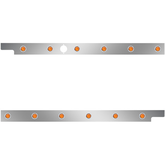 Stainless Steel Cab Panels W/ Block Heater Plug, 6 - 3/4 Inch Round Amber/Amber LEDs For Peterbilt 567