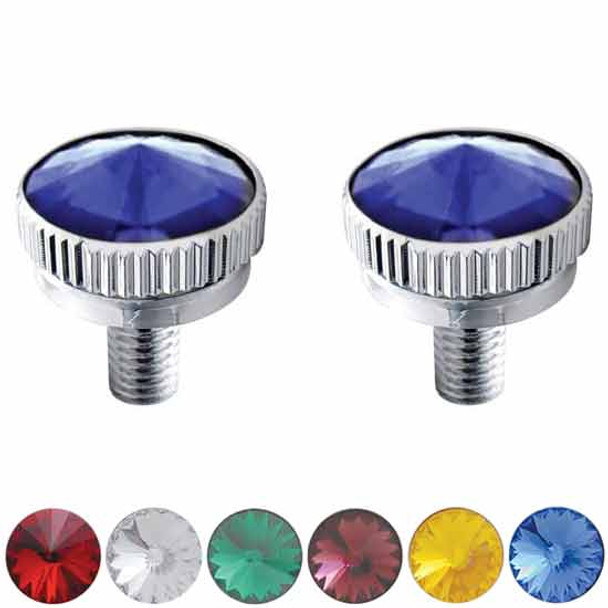 Chrome 6MM CB Mounting Screw With Color Jewel - Pair