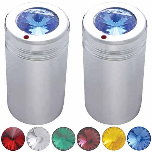 Chrome CB Radio Knob With Color Jewel - Pair
