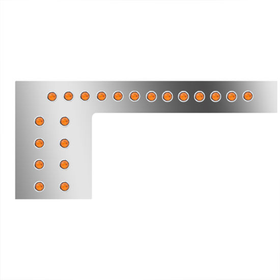 4 Inch Stainless Steel Cab Panels W/ 42 - 3/4 Inch Round Amber/Amber LEDs For Peterbilt 378, 379