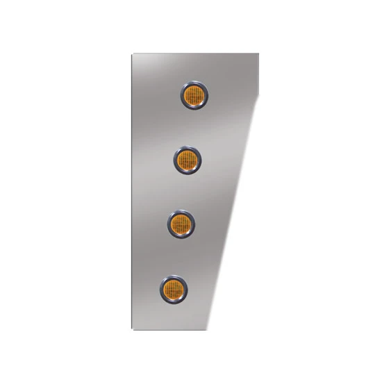 Standard Cowl Panel With 4 - 2 Inch Round Amber LED Lights For Peterbilt 378, 379 - Pair