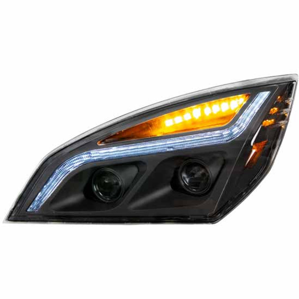 Blackout LED Projection Headlight With LED Position Light For Freightliner Cascadia 116 & 126