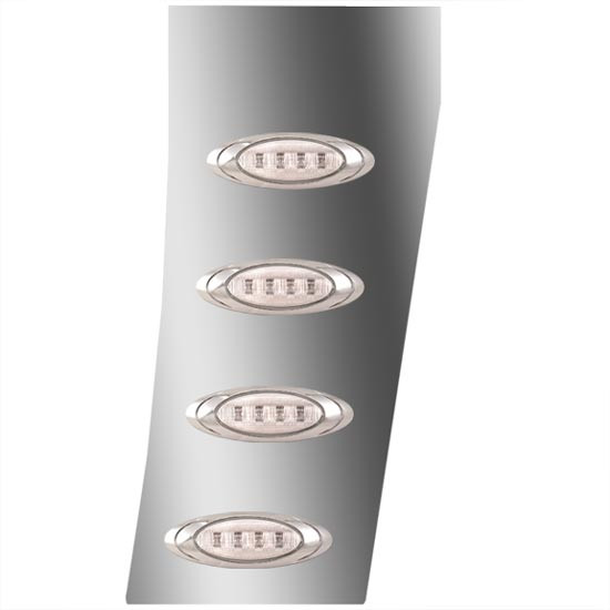 Stainless Steel Cowl Panels W/ 8 P1 Amber/Clear LEDs For Peterbilt 389 W/ Standard 3 Inch Cab Panels