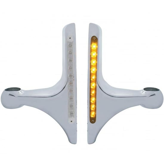 Headlight Mounting Brackets With Amber LED Light Bar For Peterbilt 378, 379