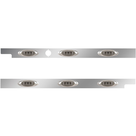 2.5 Inch Cab Panel W/ 3 P1 Amber/Smoked LED Lights For Peterbilt 567, 579 Day Cab - Pair