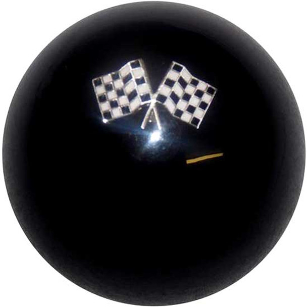 2.125 Inch Round Black Shift Knob With Checkered Flags