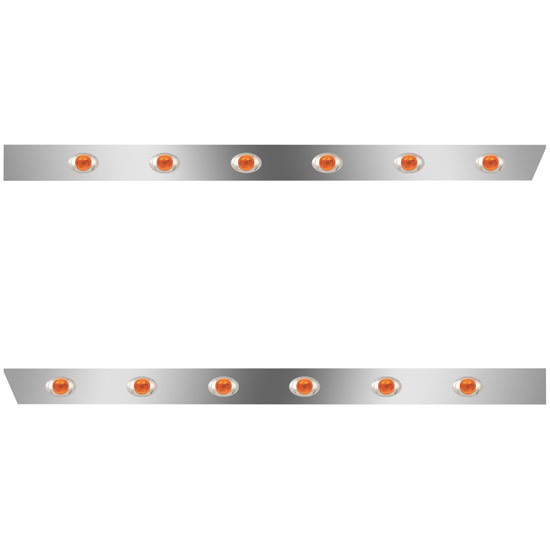 3 Inch Stainless Steel Extended Cab Panels W/ 12 P3 Amber/Amber LEDs For Peterbilt 379